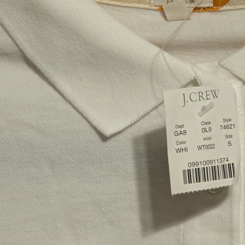 J. Crew Crisp White Polo Shirt..Super Cute Detail..Small - Picture 2 of 3